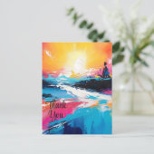 Stralende sereniteit: Abstracte Zonsondergang Refl Briefkaart (Staand voorkant)