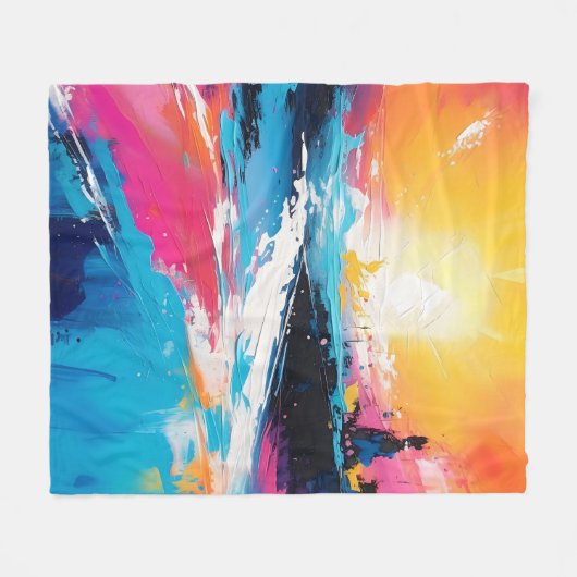 Stralende sereniteit: Abstracte Zonsondergang Refl Fleece Deken (Voorkant (Horizontaal))