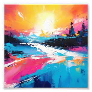 Stralende sereniteit: Abstracte Zonsondergang Refl Foto Afdruk