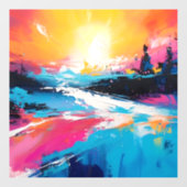 Stralende sereniteit: Abstracte Zonsondergang Refl Raamsticker (Vel)