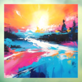 Stralende sereniteit: Abstracte Zonsondergang Refl Raamsticker (Vel 3)