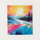 Stralende sereniteit: Abstracte Zonsondergang Refl Wandkleed (Voorkant)