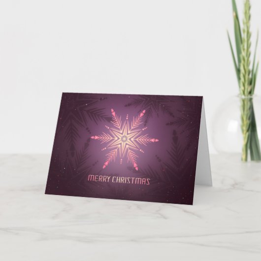 Stralende Sneeuwvlok Glow – Elegant Violet Christm Kaart (Voorkant)