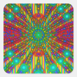 Stralende Spectrum Uitbarsting Kaleidoscoop Sticke Vierkante Sticker