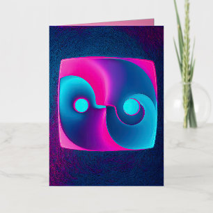 Stralende Spiritualiteit: Levendig Yin Yang Roze & Folie Wenskaart