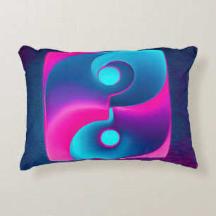 Stralende Spiritualiteit: Levendige Yin Yang Pink Accent Kussen