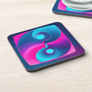 Stralende Spiritualiteit: Levendige Yin Yang Pink  Bier Onderzetter