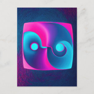 Stralende Spiritualiteit: Levendige Yin Yang Pink  Briefkaart