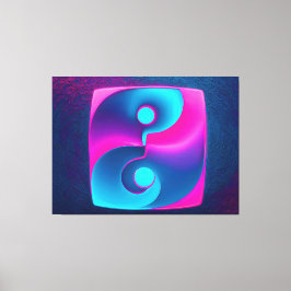 Stralende Spiritualiteit: Neon Yin Yang Pink & Blu Canvas Afdruk