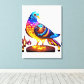 stralende stadsduif canvas afdruk (Insitu (Houten vloer))