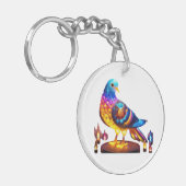 stralende stadsduif sleutelhanger (Voorkant Links)