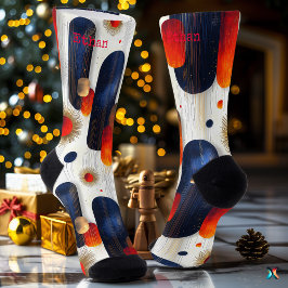 Stralende Starburst kerst met rood en blauw Sokken