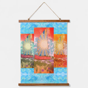 Stralende Ster-explosie Zeilboot Mixed Media  Hangend Wandkleed