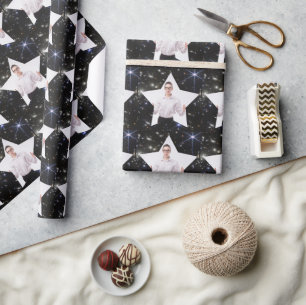 Stralende Ster Gepersonaliseerde Foto Ruimte Achte Cadeaupapier