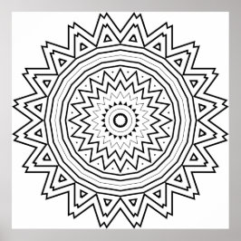 Stralende Steruitbarsting Mandala met Tribale Geom Poster