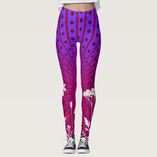 stralende stippen silhouet Bloem Leggings (Voorkant)