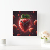 Stralende Strawberry Square Acryl Wandklok (Huis)