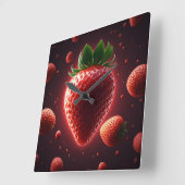 Stralende Strawberry Square Acryl Wandklok (Hoek)