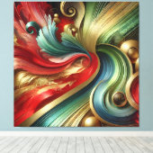 Stralende Stroom – Abstract Goud en Kleurrijk Canv Canvas Afdruk (Insitu (Houten vloer))