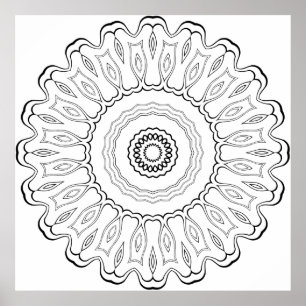 Stralende Traandrop Bloemblad Mandala met Zachte R Poster