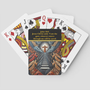 Stralende trap naar verlossing pokerkaarten