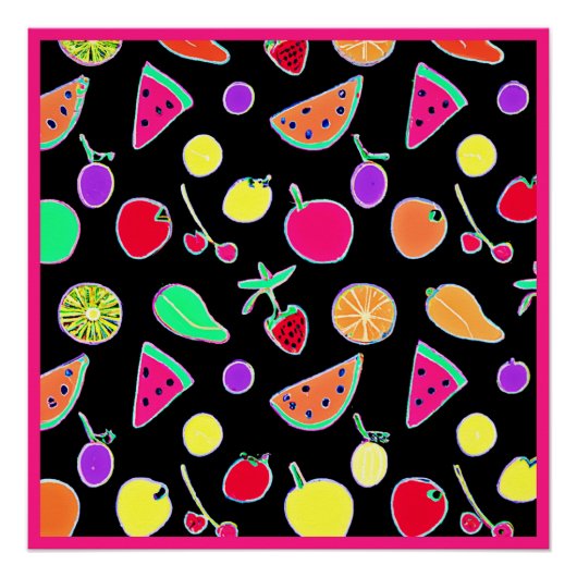 Stralende Tropic Neon Magic Perfect Poster (Voorkant)