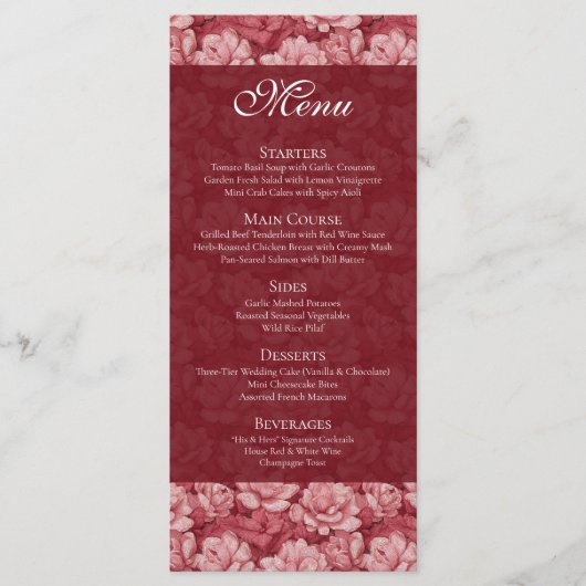 Stralende Tuinbruiloft Menu (Voorkant)