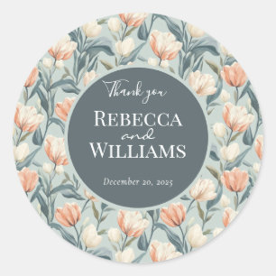 Stralende Tulp Waaiers Huwelijkssticker Ronde Sticker