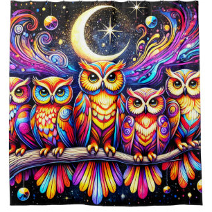 Stralende Uil Nacht Scène Douchegordijn