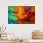 Stralende Uitbarsting Abstracte Explosie van Kleur Poster (Keuken)