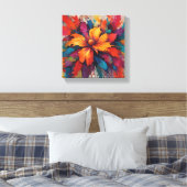 Stralende uitbarsting van Oranje bloemenenergie Canvas Afdruk (Insitu (Slaapkamer))