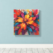 Stralende uitbarsting van Oranje bloemenenergie Canvas Afdruk (Insitu (Houten vloer))