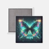 Stralende veelkleurige vlinder die hoop uitbeeldt magneet (Voorkant / Achterkant)