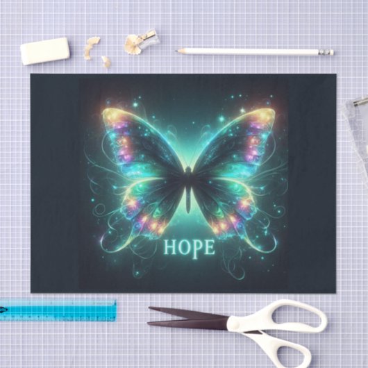 Stralende veelkleurige vlinder die hoop uitbeeldt tissuepapier (Craft)