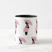 Stralende Verwachtende Moeder: Roze Paraplu Mok (Midden)