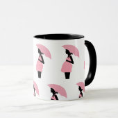 Stralende Verwachtende Moeder: Roze Paraplu Mok (Voorkant rechts)