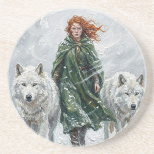 Stralende Vredesduif Lantaarn Imbolc Sneeuwklokjes Zandsteen Onderzetter