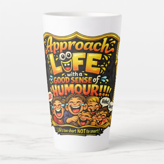 Stralende vreugde latte mok (Voorkant)