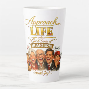 Stralende vreugde latte mok