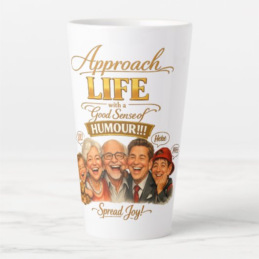 Stralende vreugde latte mok (Voorkant)