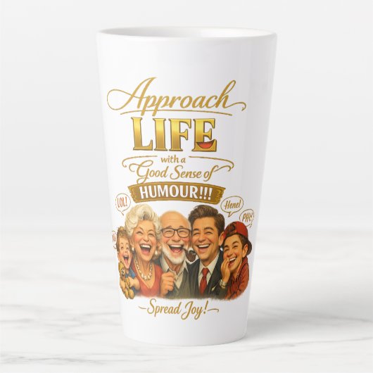 Stralende vreugde latte mok (Voorkant)