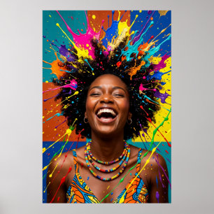 Stralende Vreugde Zwarte Koningin Verfspatten Pop  Poster