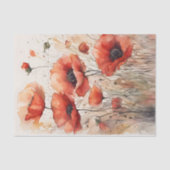 Stralende Waterverf Rode Poppy Bloesems Decoupage Tissuepapier (Voorkant)