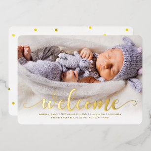 Stralende Welkom - Geboorteaankondiging Baby Folie Uitnodiging