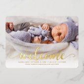 Stralende Welkom - Geboorteaankondiging Baby Folie Uitnodiging (Voorkant)