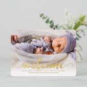 Stralende Welkom - Geboorteaankondiging Baby Folie Uitnodiging (Staand Voorkant)