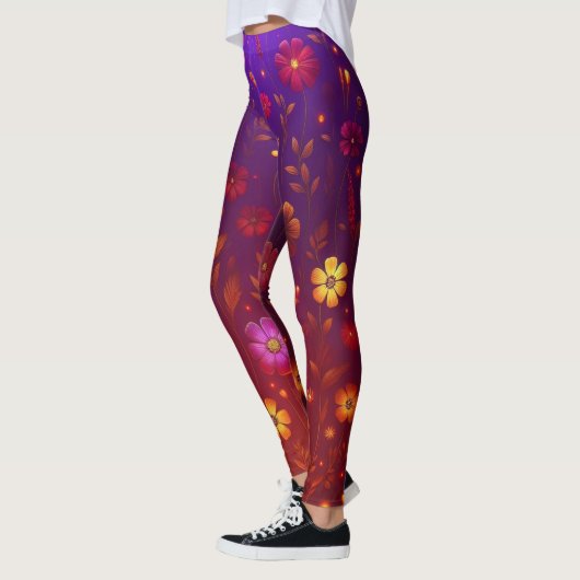Stralende Wildbloemen: Gloeiend Sinaasappel en Paa Leggings (Links)