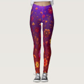 Stralende Wildbloemen: Gloeiend Sinaasappel en Paa Leggings (Voorkant)