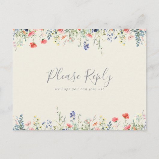 Stralende Wilde Bloem Menu Keuze RSVP Briefkaart (Voorkant)