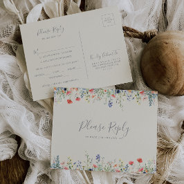 Stralende Wilde Bloem Menu Keuze RSVP Briefkaart